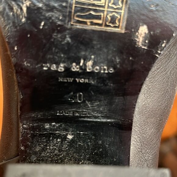 Rag & Bone Black Leather Heeled Ankle Booties Sz 40 - Picture 7 of 7